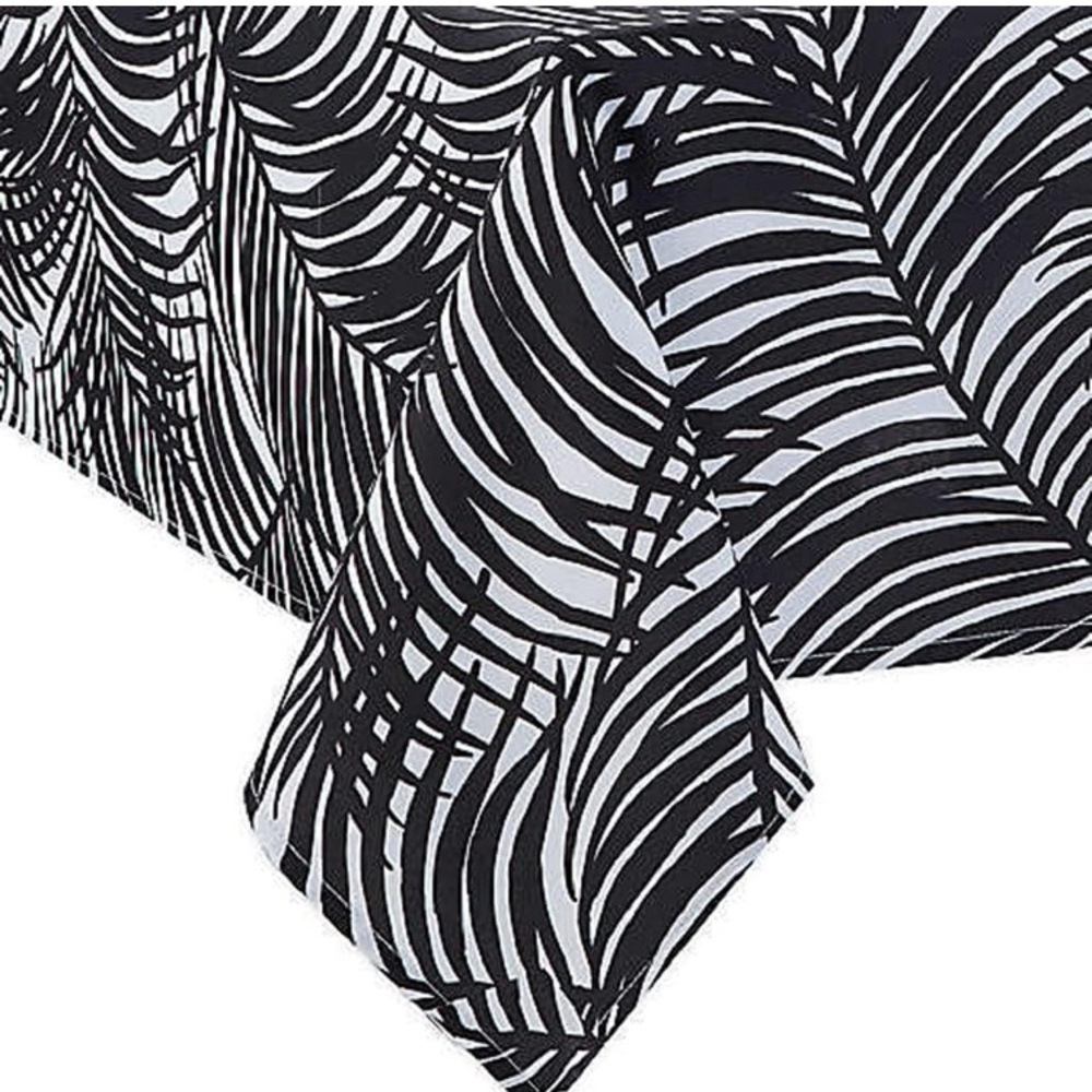 Kauai Indoor/Outdoor Tablecloth Black & White 60” x 84” - Picture 2 of 3
